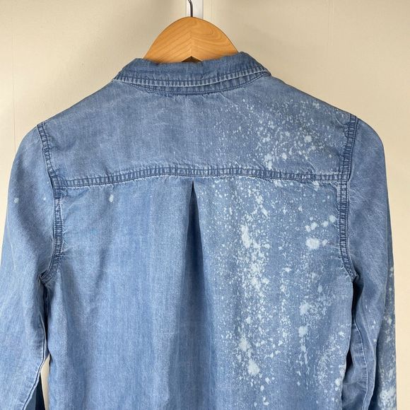 Simply Styled Upcycled DIY Bleach Distressed Blue Lyocell Top‎ Shirt Medium - Picture 6 of 7